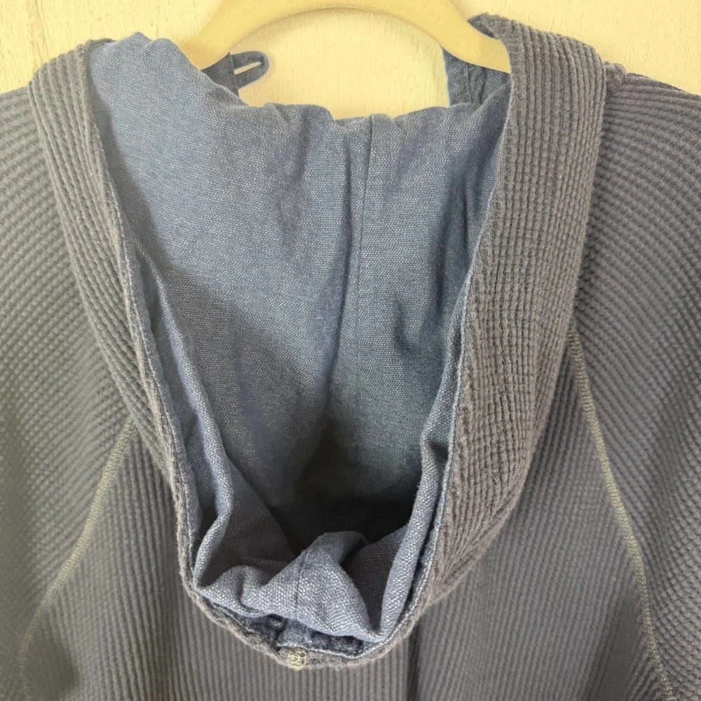 Banana Republic Heritage Collection Henley Waffle Hoodie Blue Y2K Preppy Retro L